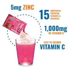 Ener-C real fruit flavor label close-up for natural taste.