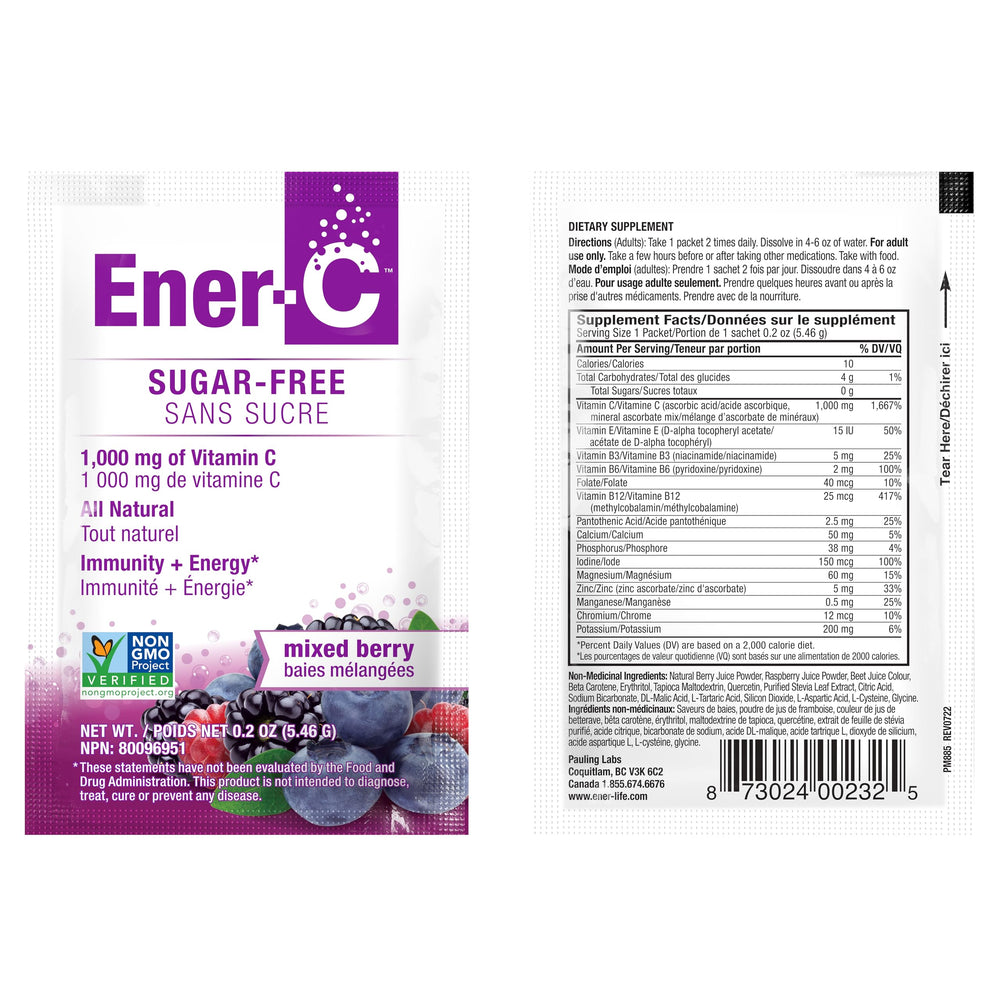 Ener-C sugar-free multivitamin drink mix healthy boost for daily routines and busy days.