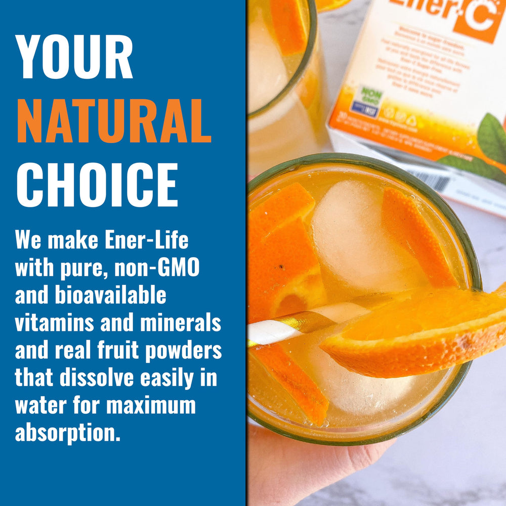 Ener-C vegan gluten-free symbol on packaging.
