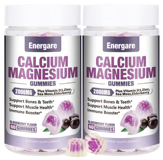 Energare calcium magnesium zinc gummies bottle front showing packaging and branding for bone support
