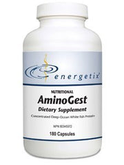 Energetix AminoGest bottle close-up with capsules for daily wellness support.