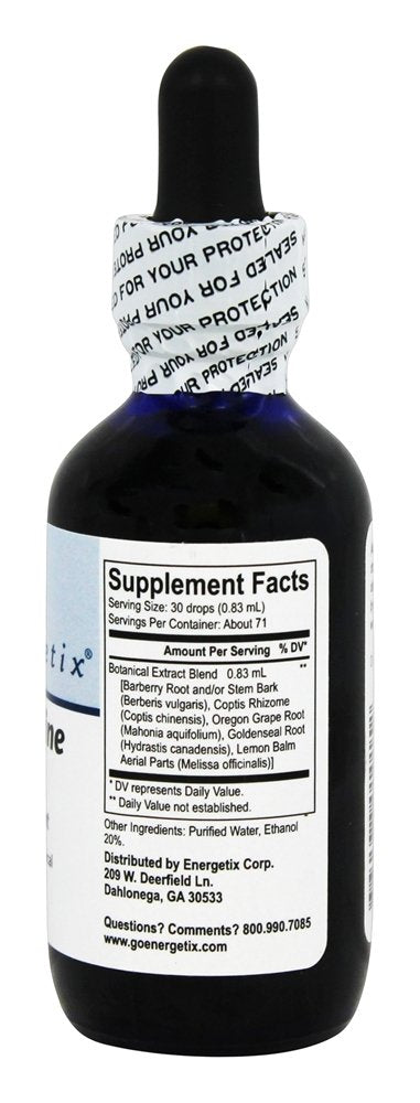 Energetix Core Berberine Blend label closeup, showcases product name and easy-to-use format.