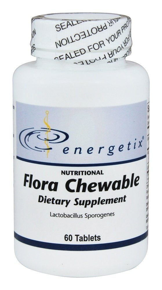 Energetix Flora chewable bottle front showing convenient daily supplement option