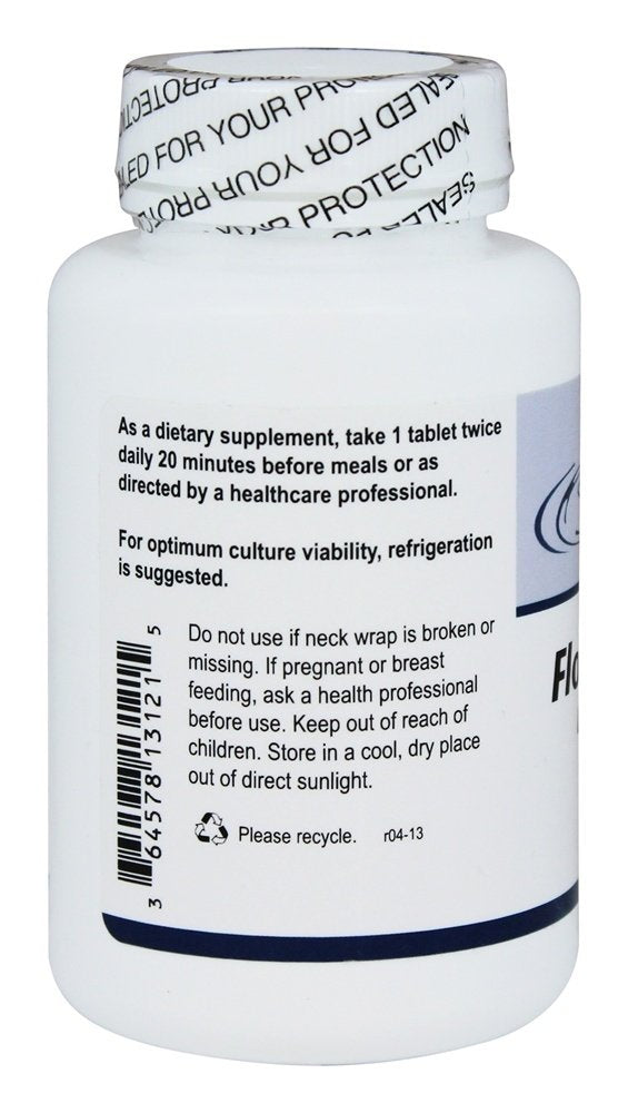 Energetix Flora chewable tablets dispensing shot emphasizes 60 servings per container