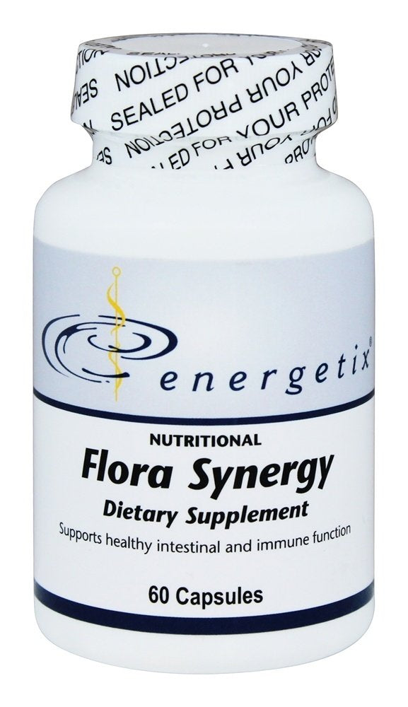Energetix Flora Synergy bottle label for daily wellness and easy dosing.