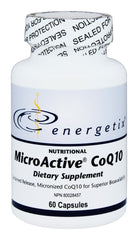 Energetix CoQ10 capsule close-up showing easy-to-swallow design.