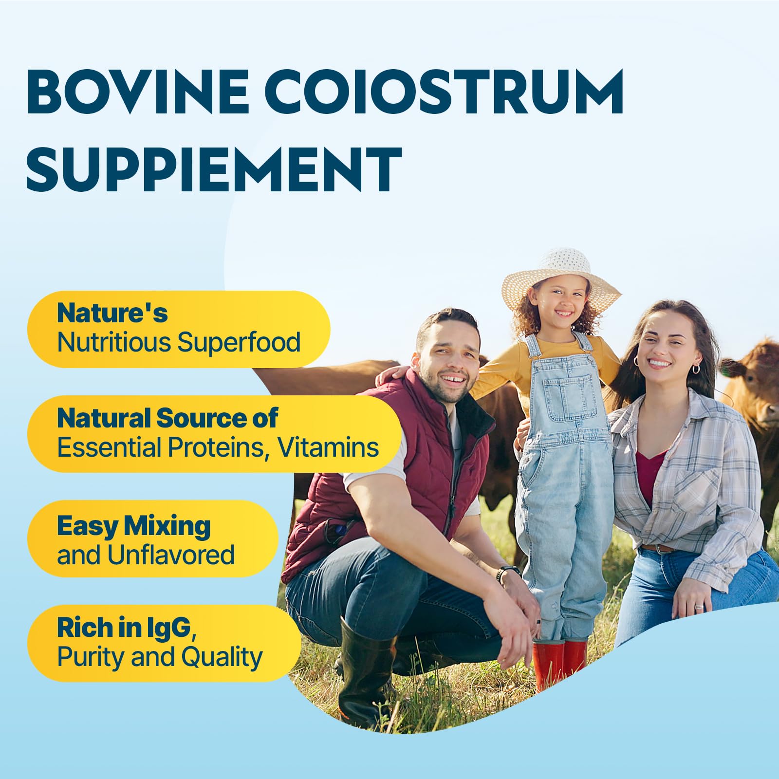 Energievoll Bovine Colostrum powder being stirred into water for easy use