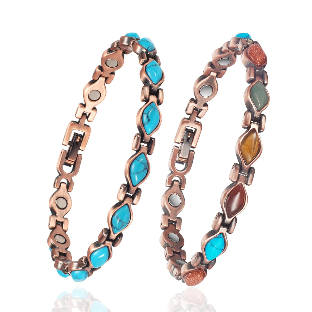 EnerMagiX copper magnetic bracelet with turquoise accents, stylish daily wear.