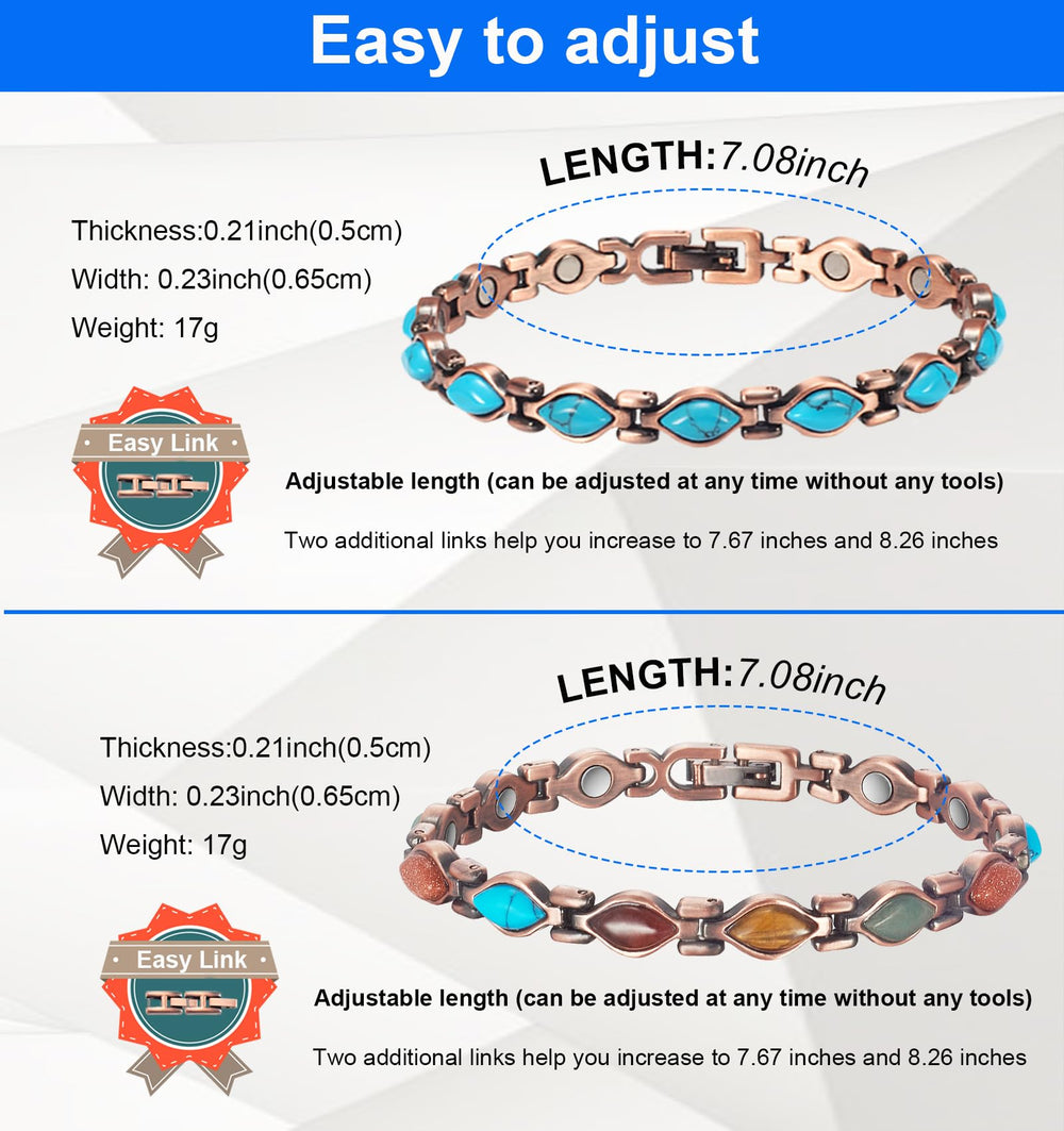 EnerMagiX turquoise-accent copper bracelet, versatile gift-ready two-piece set.
