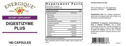 Close-up of Energique Digestizyme Plus capsules, aiding breakdown of fats, proteins, and carbohydrates
