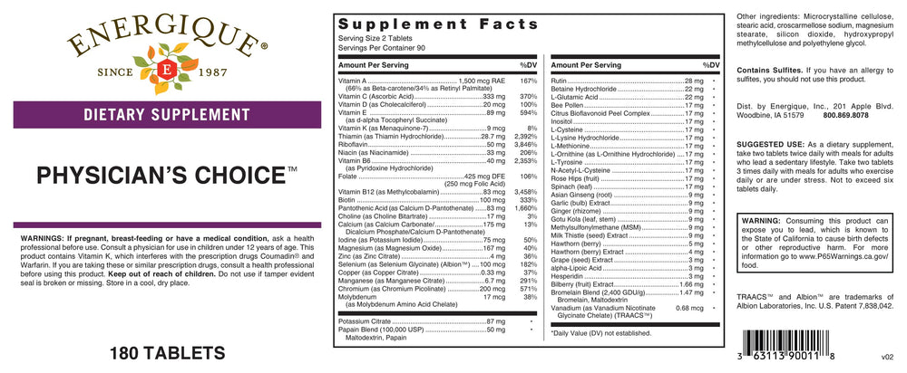 Energique Physician's Choice tablet serving for convenient daily nutrition