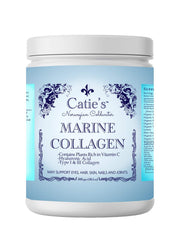 Energy Essentials Catie's Marine Collagen bottle on counter supporting easy daily use for joint and skin health