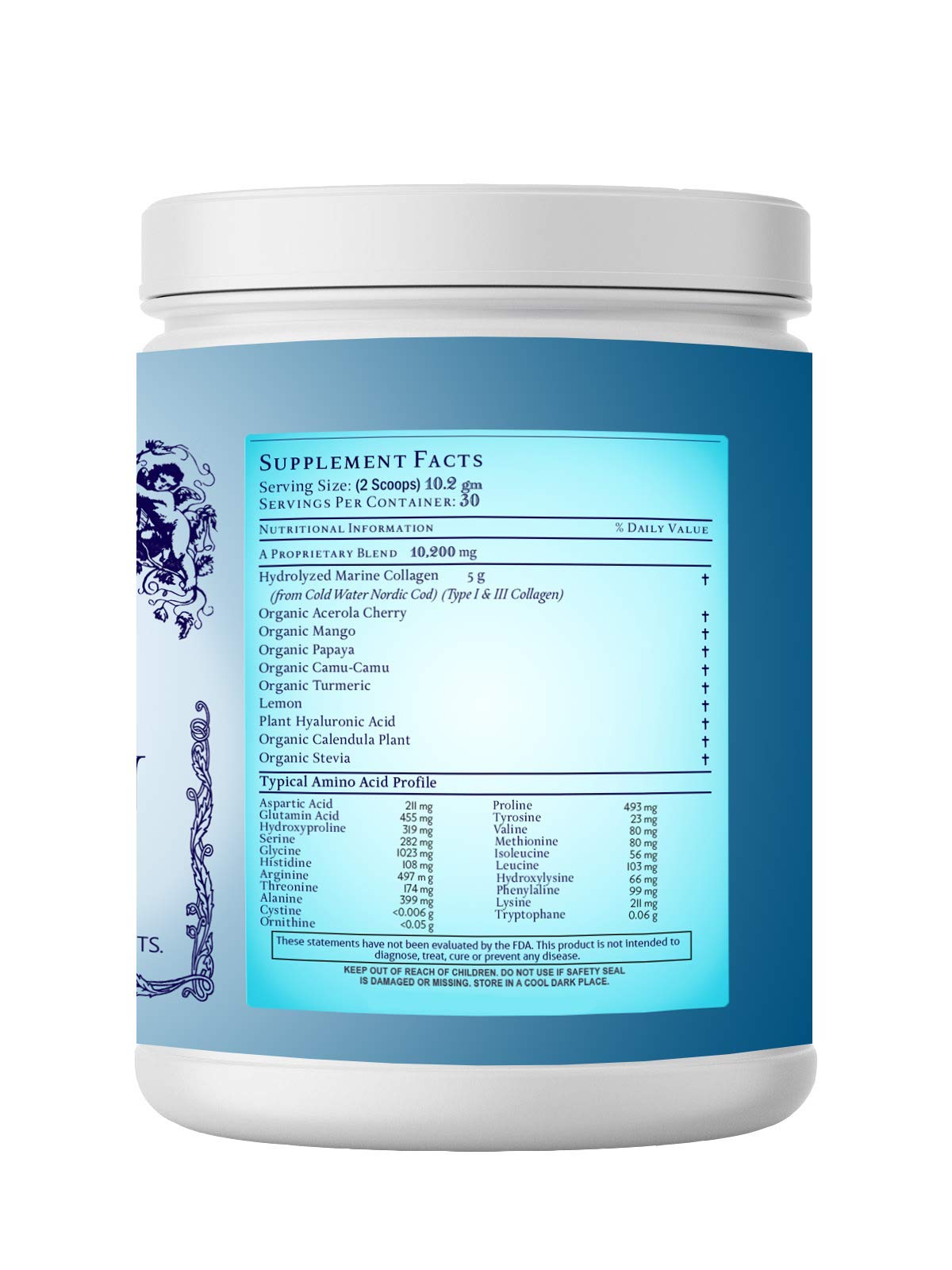 Energy Essentials Catie's Marine Collagen ingredients with Nordic cod, vitamin C, hyaluronic acid for skin and joint care