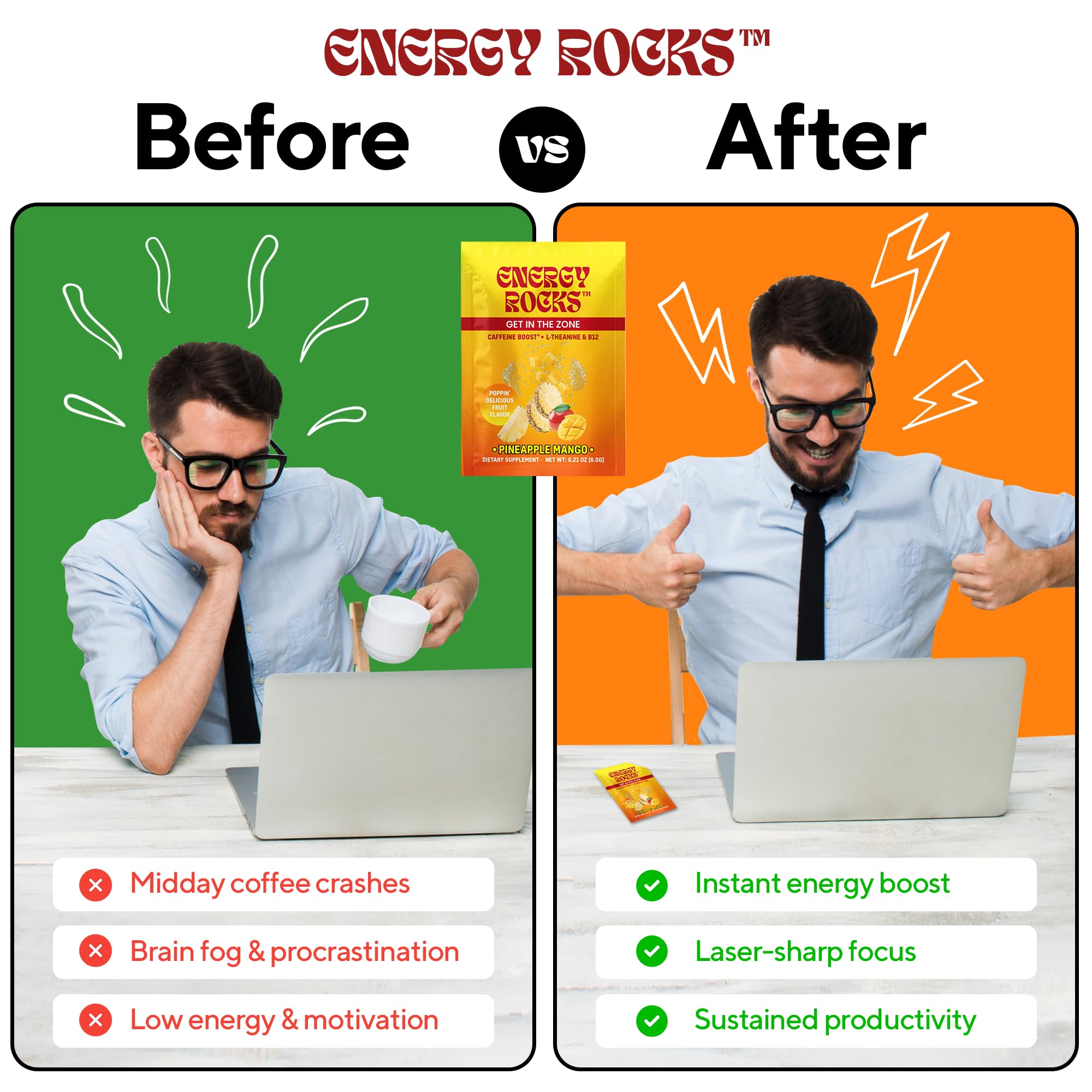 Energy Rocks packets on the go for mess-free energy anywhere