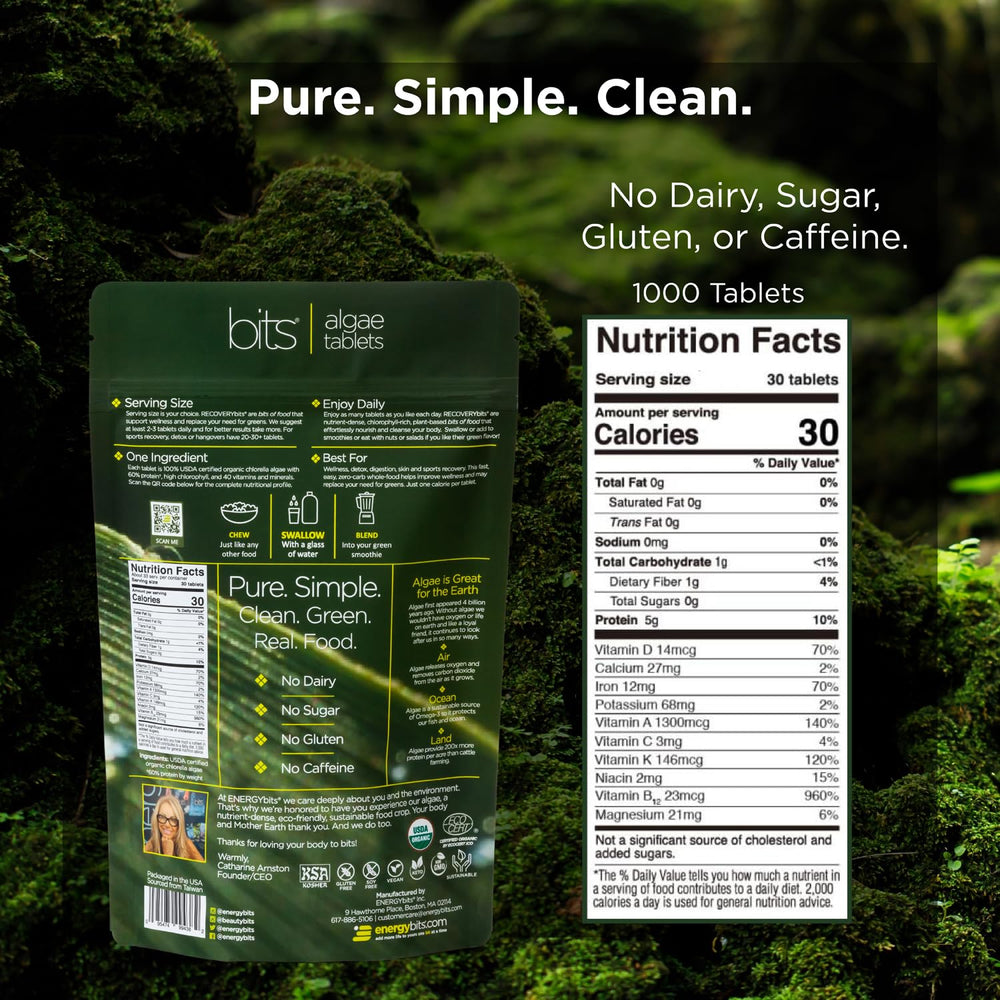 ENERGYBITS RECOVERYbits ingredients reveal 40 nutrients for daily vitality.