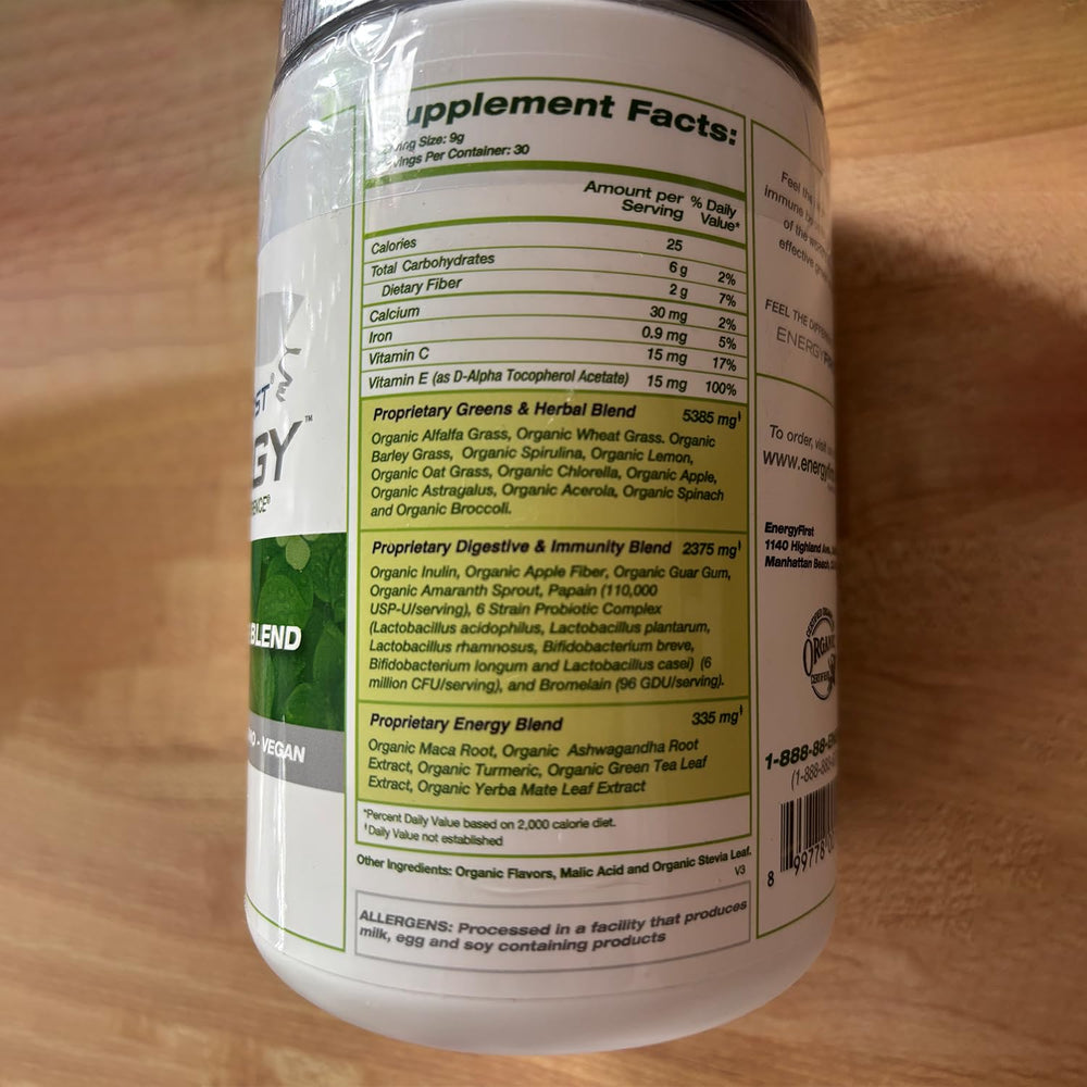 EnergyFirst Greenergy scoop added to a smoothie supports daily nutrition