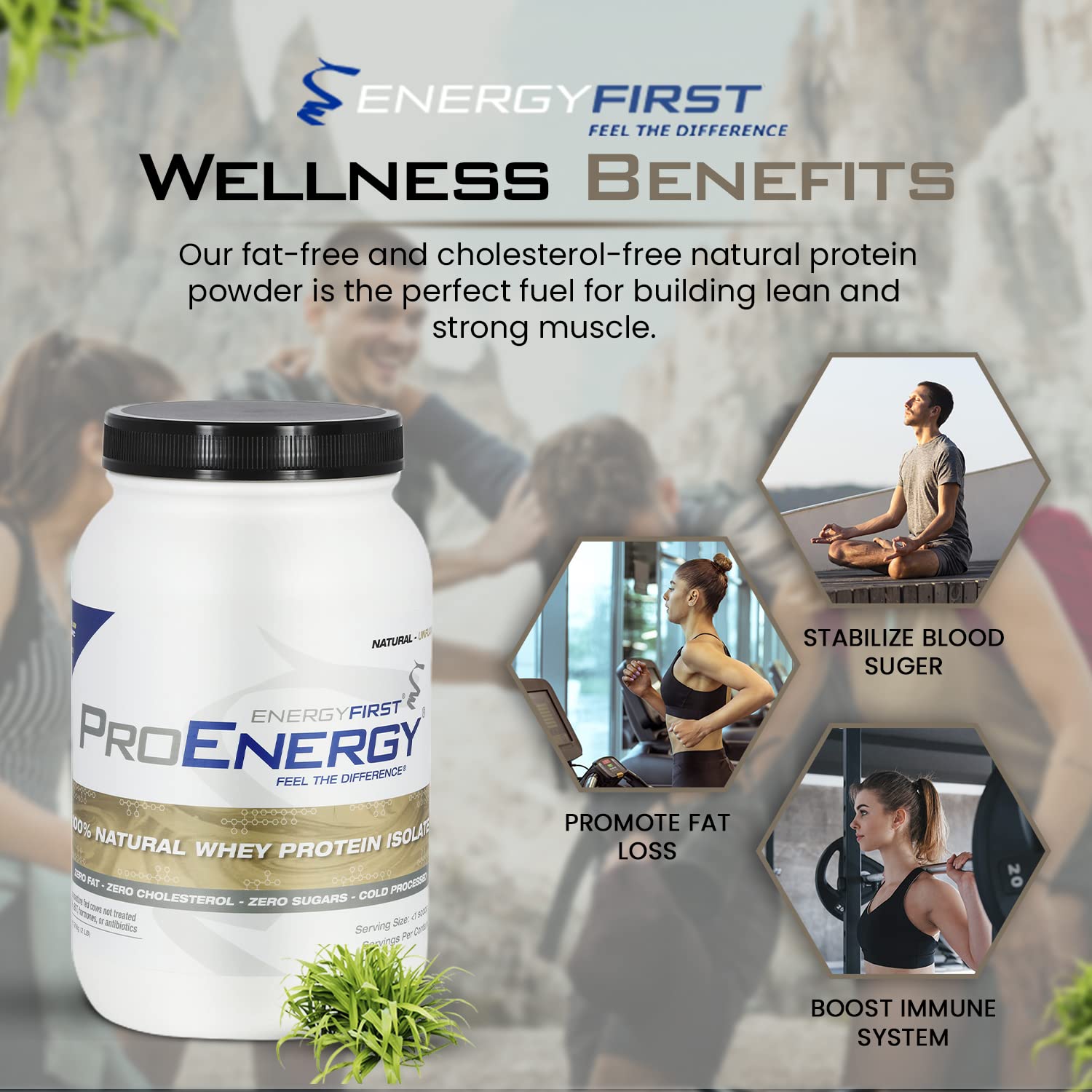 EnergyFirst post-workout recovery shake glass promoting quick refuel after training.