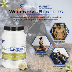 EnergyFirst Vanilla Whey Protein mixer captures a smooth shake ready to enjoy.
