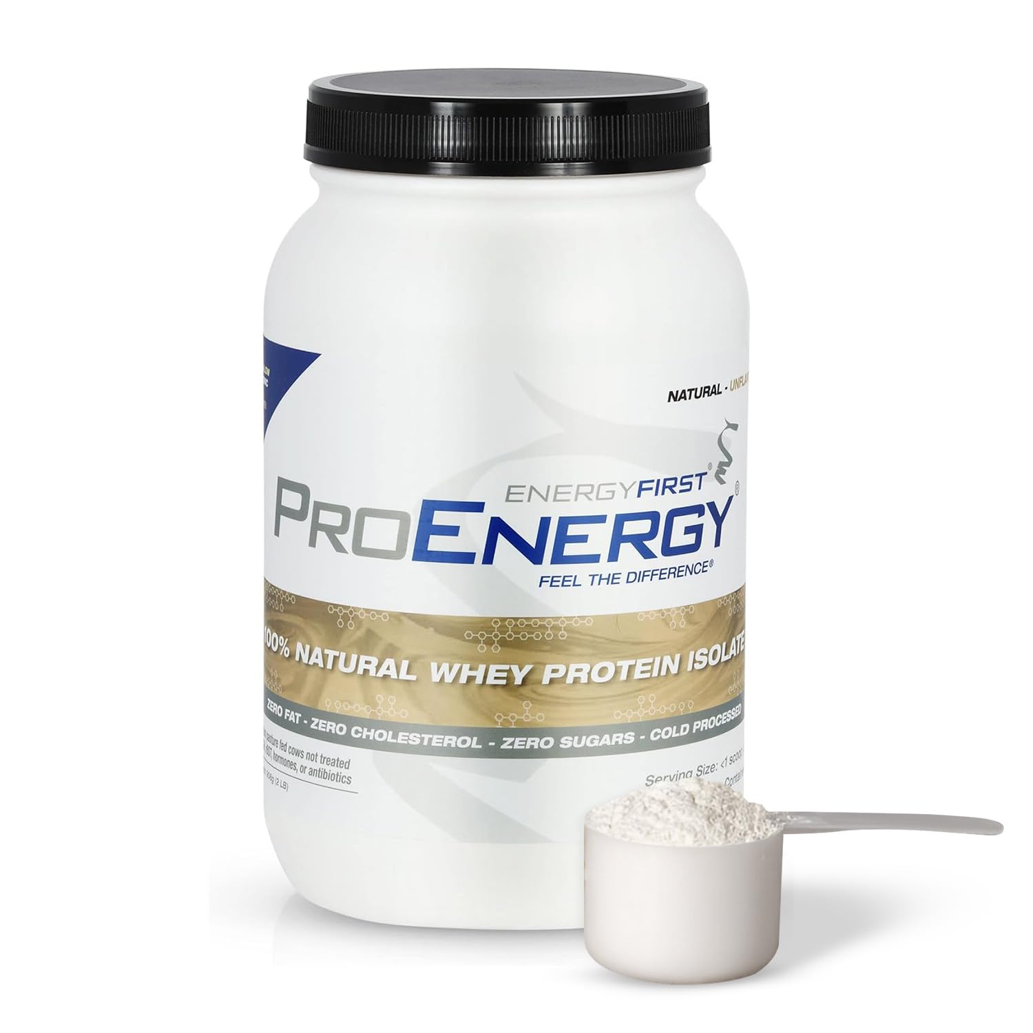 EnergyFirst whey isolate bottle showcases premium protein for lean muscle support.