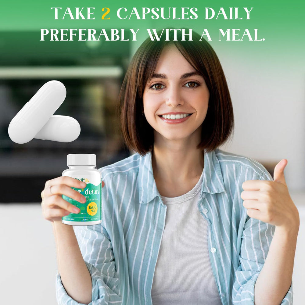 Enerlix daily-use capsules with water for convenient detox