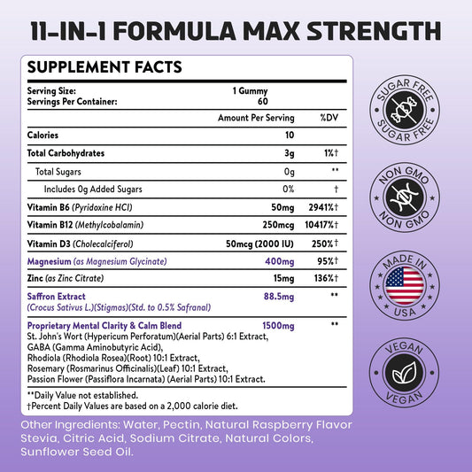 Enerlix Saffron Gummies pack front emphasizes 120 servings and convenience