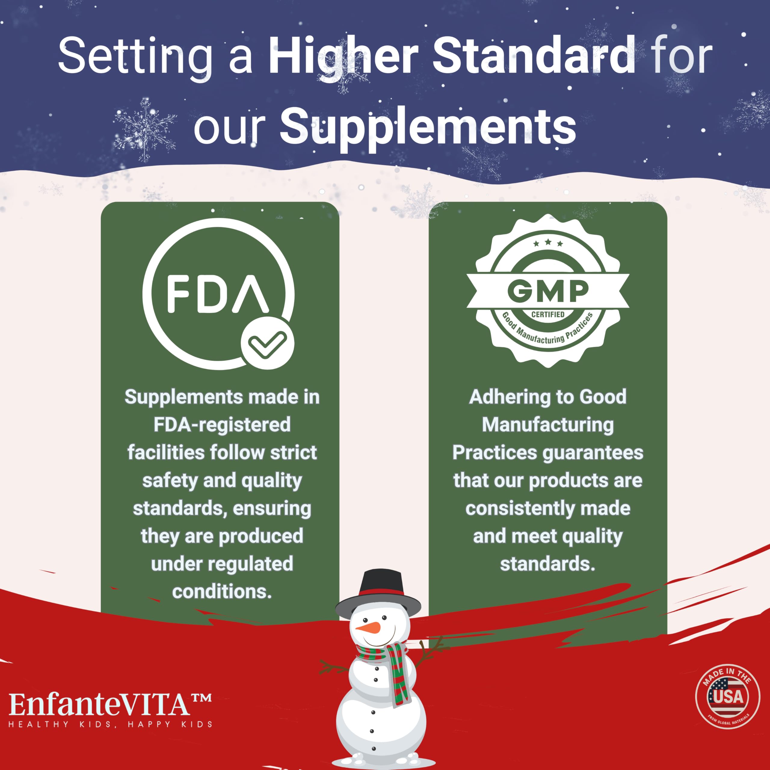 EnfanteVITA sugar-free formula bottle conveys enamel-friendly daily nutrition.