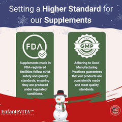 EnfanteVITA sugar-free formula bottle conveys enamel-friendly daily nutrition.