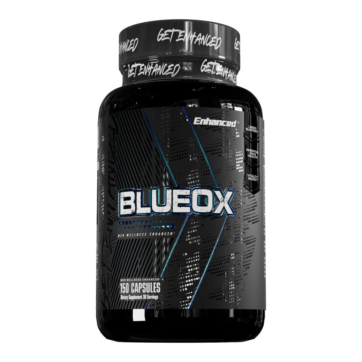 Enhanced Blue Ox bottle front view for daily energy support
