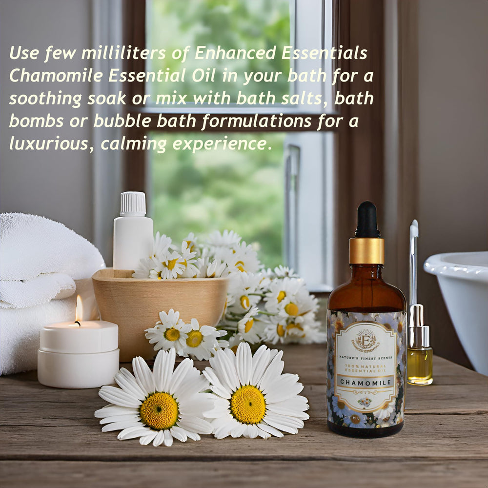 Reed diffuser with chamomile oil delivers subtle, calming home fragrance.