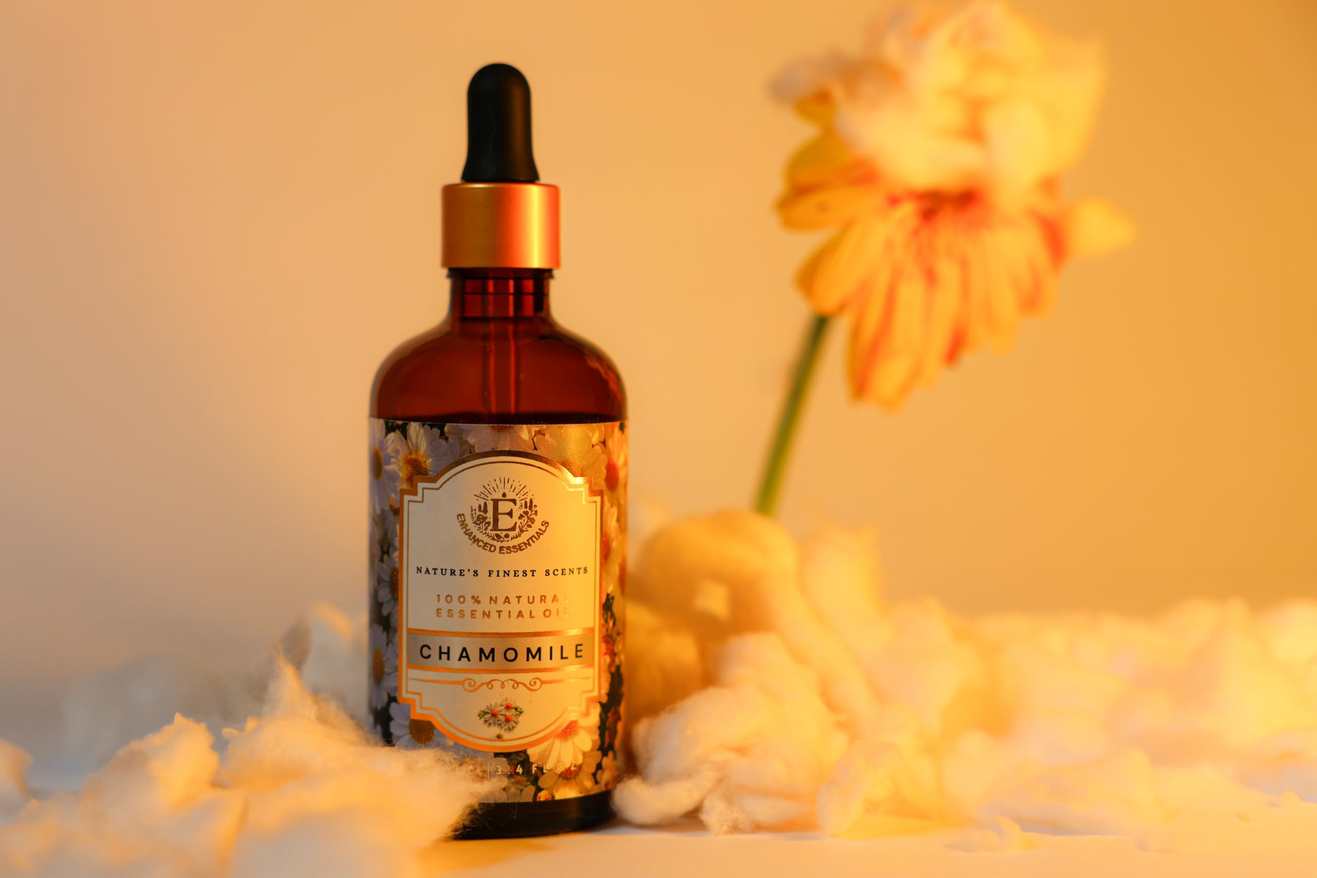 Chamomile oil blended with a carrier for a soothing skincare routine.