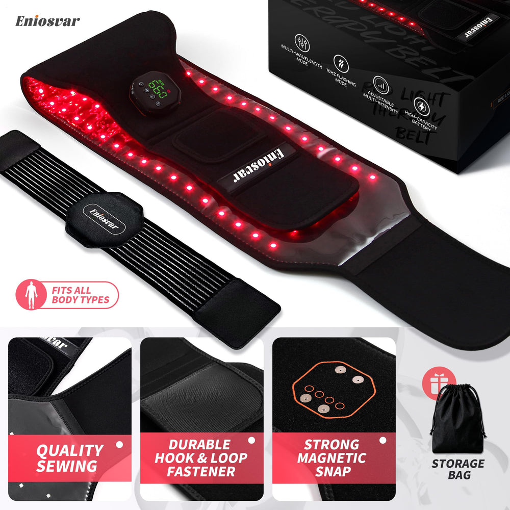 Eniosvar Red Light Therapy Belt setup diagram guides quick, safe at-home use.