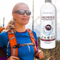 Close-up of Eniva Health magnesium being poured into water with berry hint
