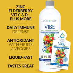 Close-up of Vibe ingredients highlights 32 nutrients from plant-based sources.