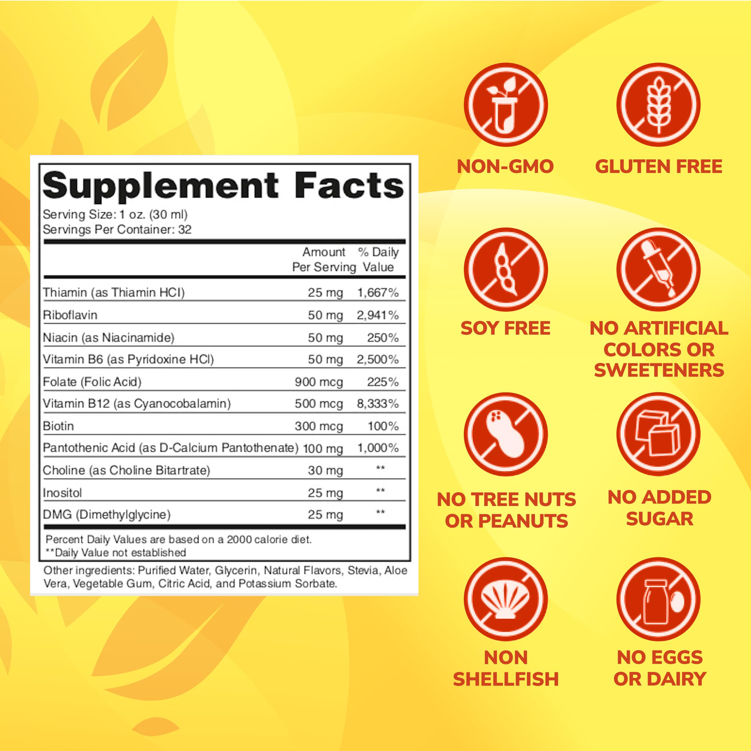 ENP Super B Complex liquid label close-up, clean formula highlighted.