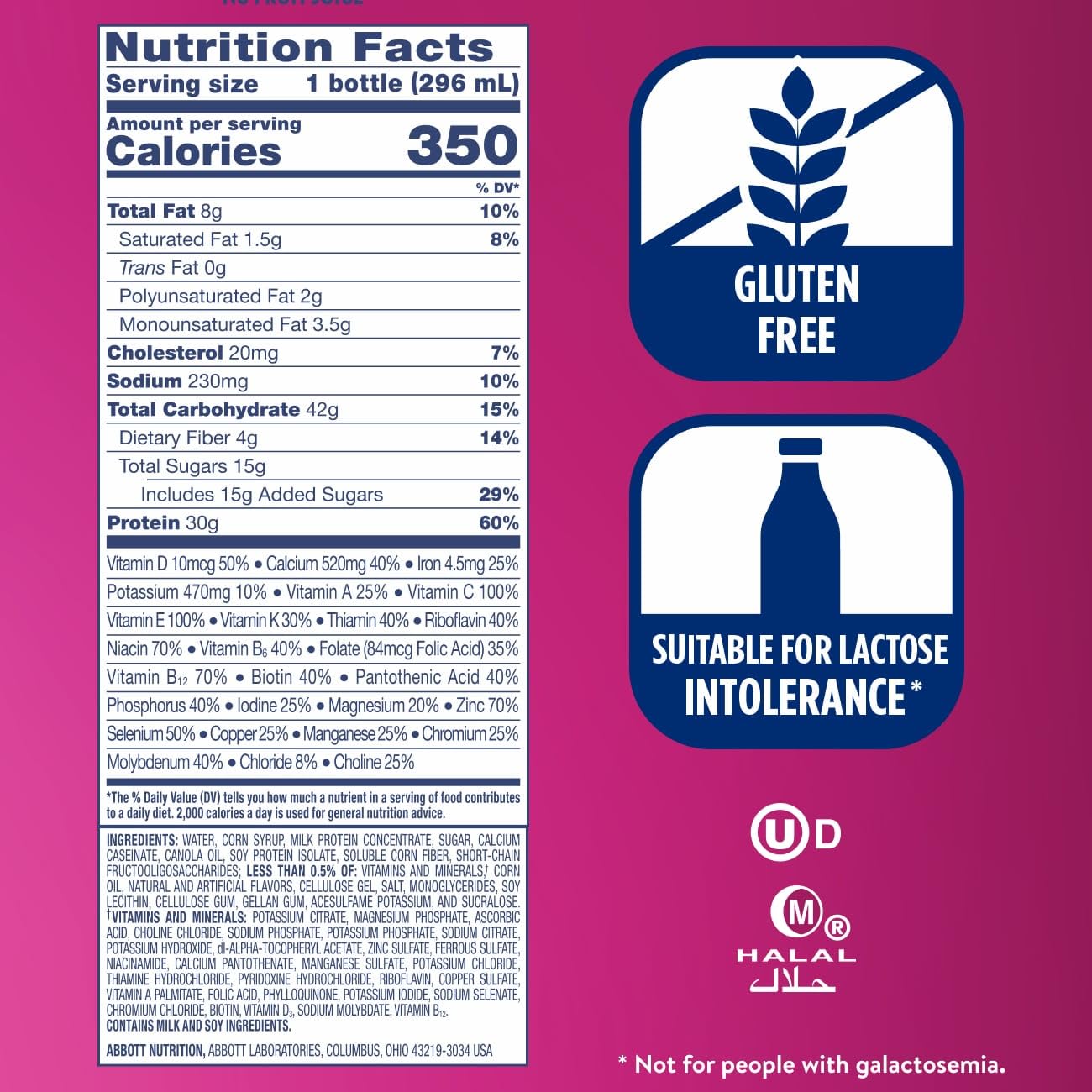 Nutrition facts panel emphasizes 25 vitamins and minerals for daily wellness