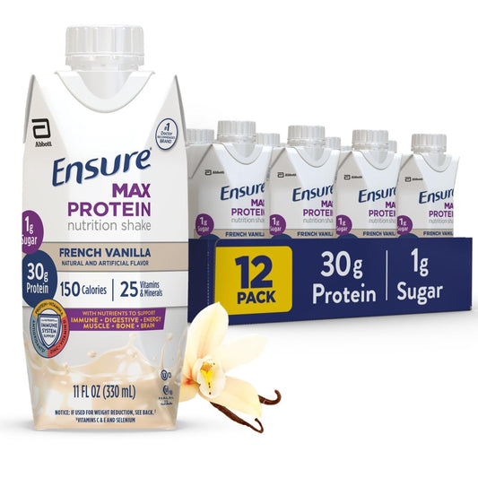 Ensure Max Protein Shake bottle close-up highlighting 30g protein for muscle health