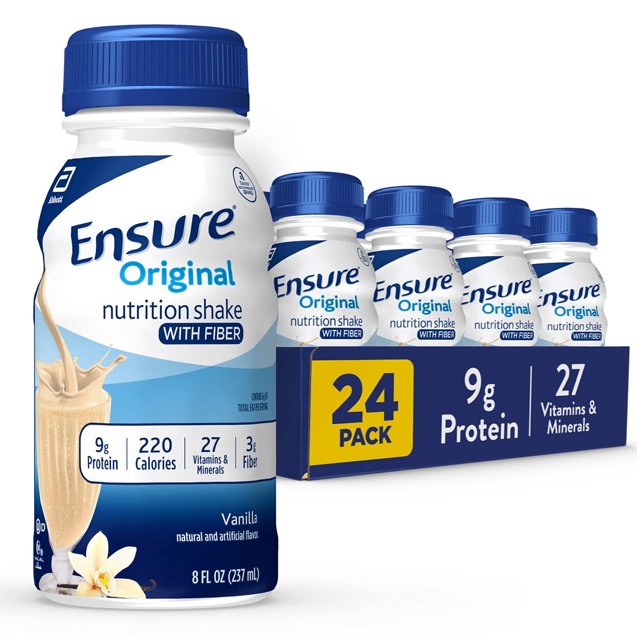 Ensure Original Vanilla shake bottle 8oz showing balanced nutrition for daily energy.