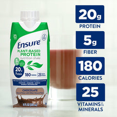 Ensure vanilla flavor bottle front label highlights 20g protein per serving.