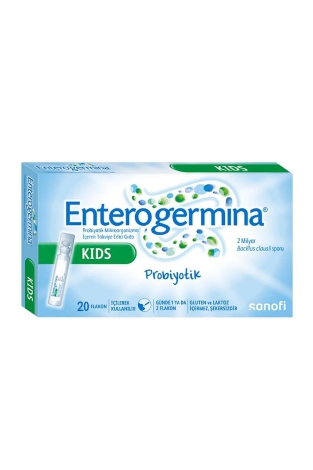 Enterogermina Kids 20-flakon bottle for convenient daily probiotic use