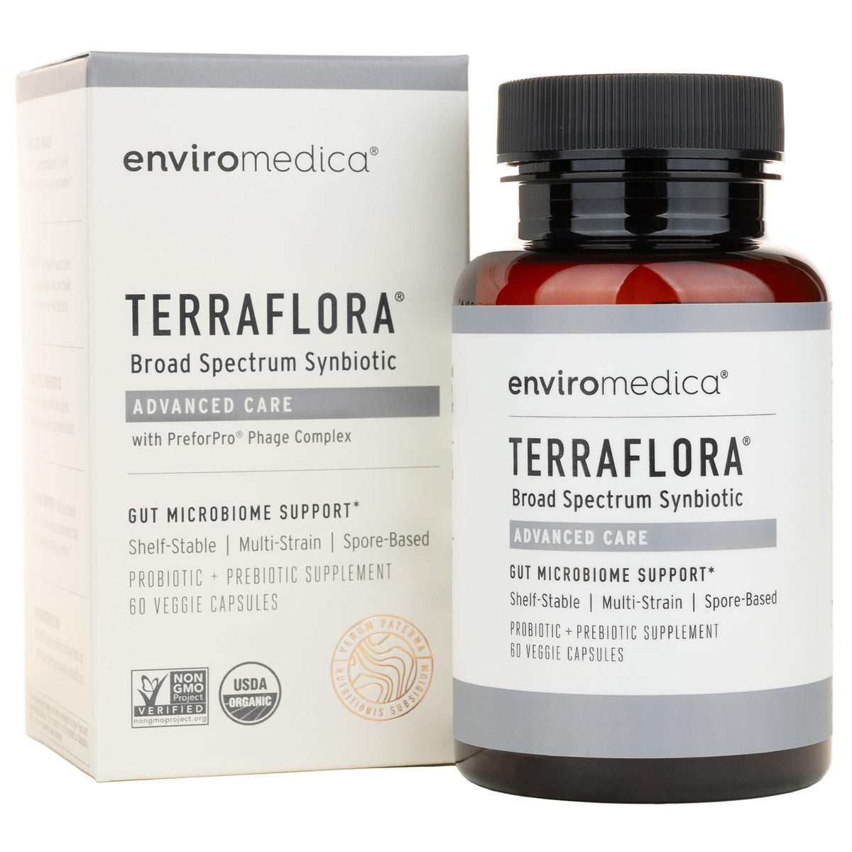 Enviromedica Terraflora bottle closeup for daily probiotic routine
