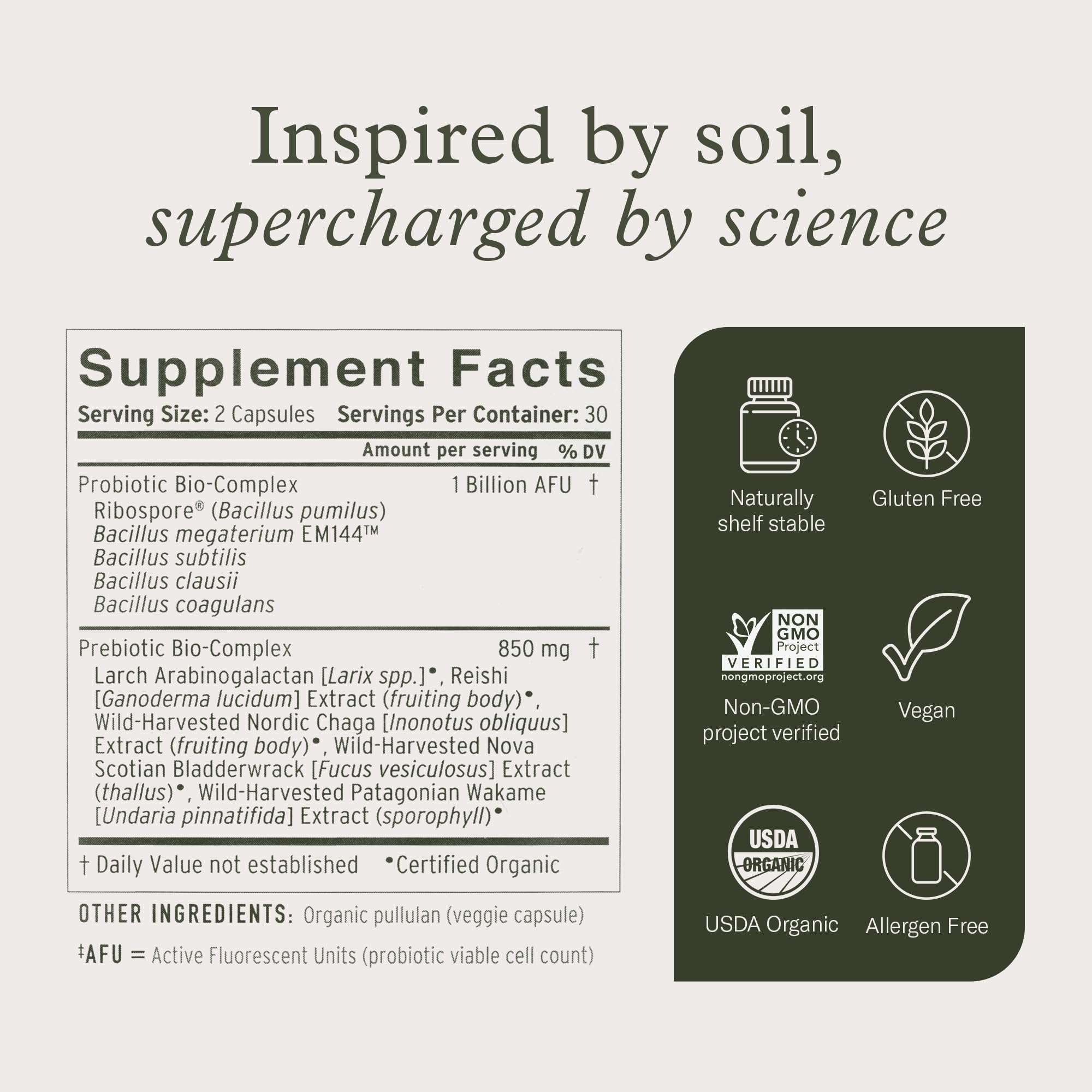 Enviromedica Terraflora Daily Care label with ingredients and strains for informed use.