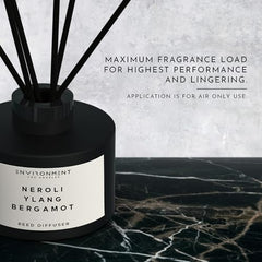Close-up glass diffuser highlights minimalist design and non-toxic ingredients.