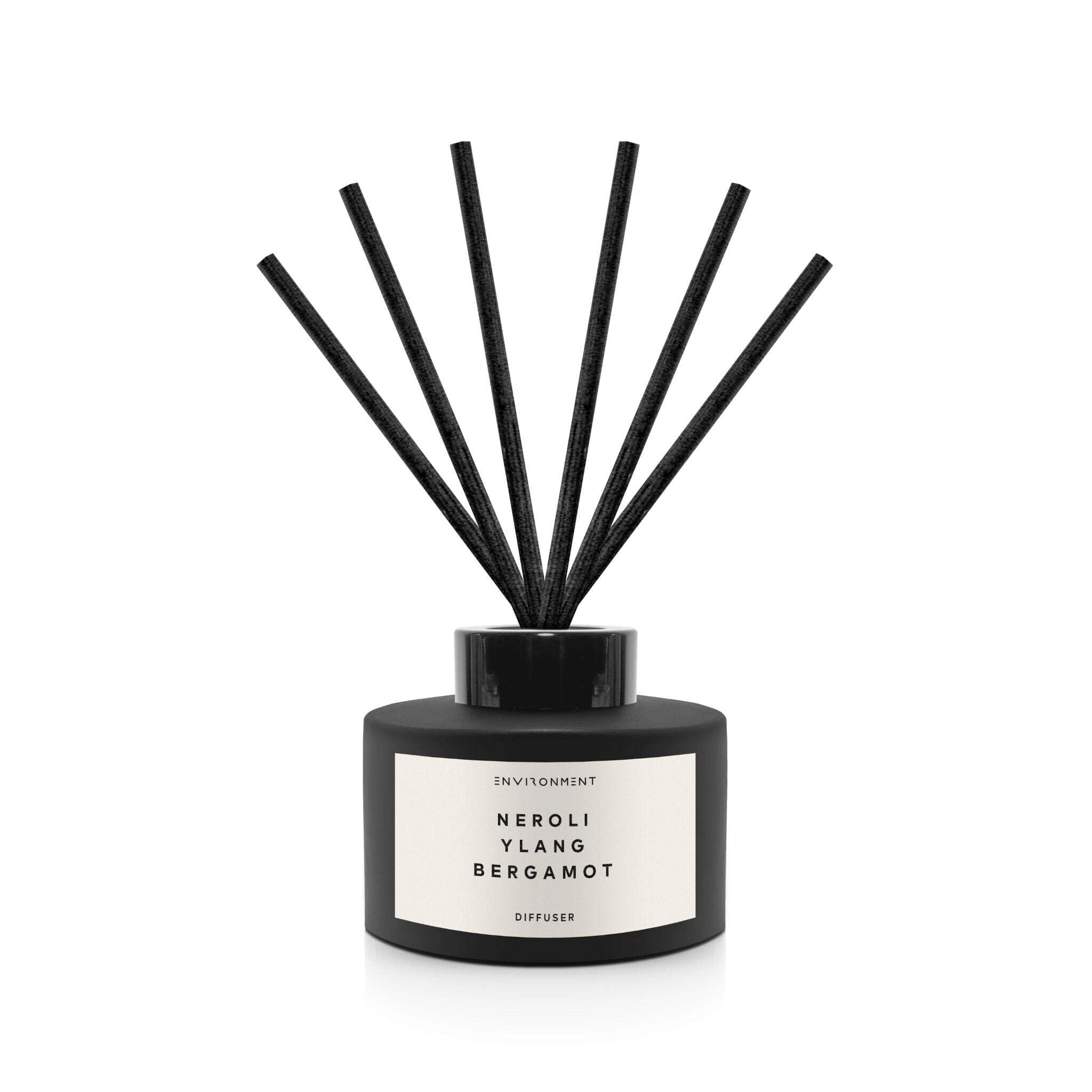 ENVIRONMENT CN5 diffuser bottle shows Neroli Ylang Bergamot notes for lasting ambiance.