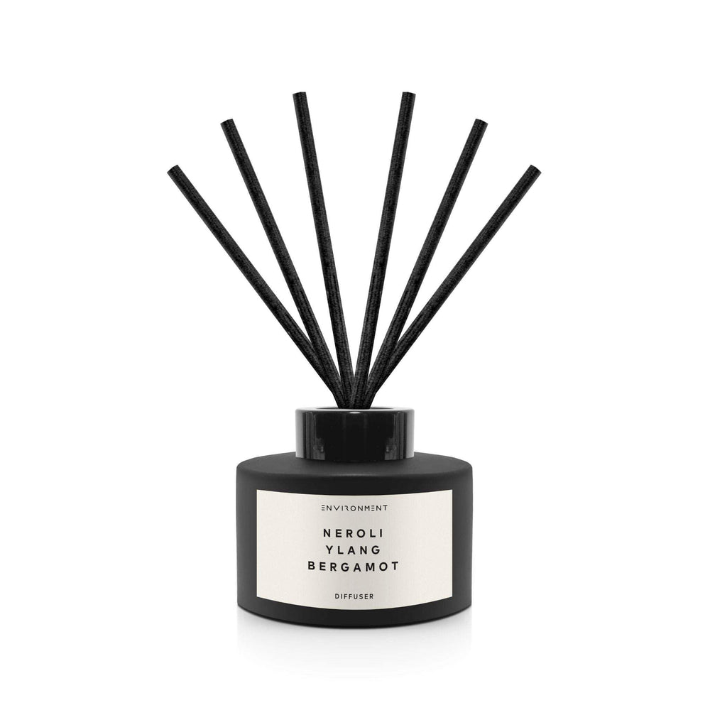 ENVIRONMENT CN5 diffuser bottle shows Neroli Ylang Bergamot notes for lasting ambiance.
