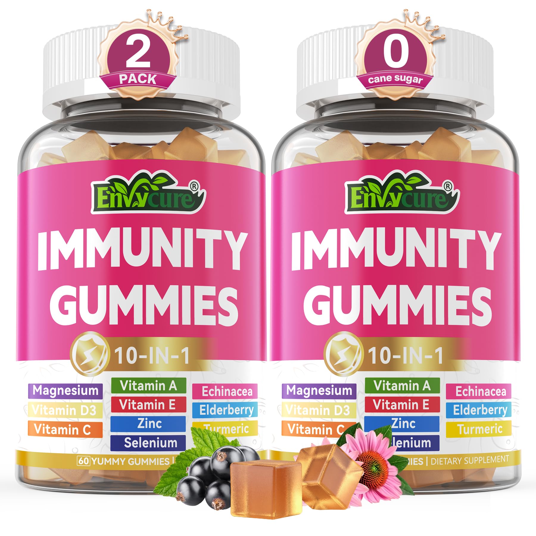 EnvyCure 10in1 immune gummies bottle with colorful vitamins for daily support