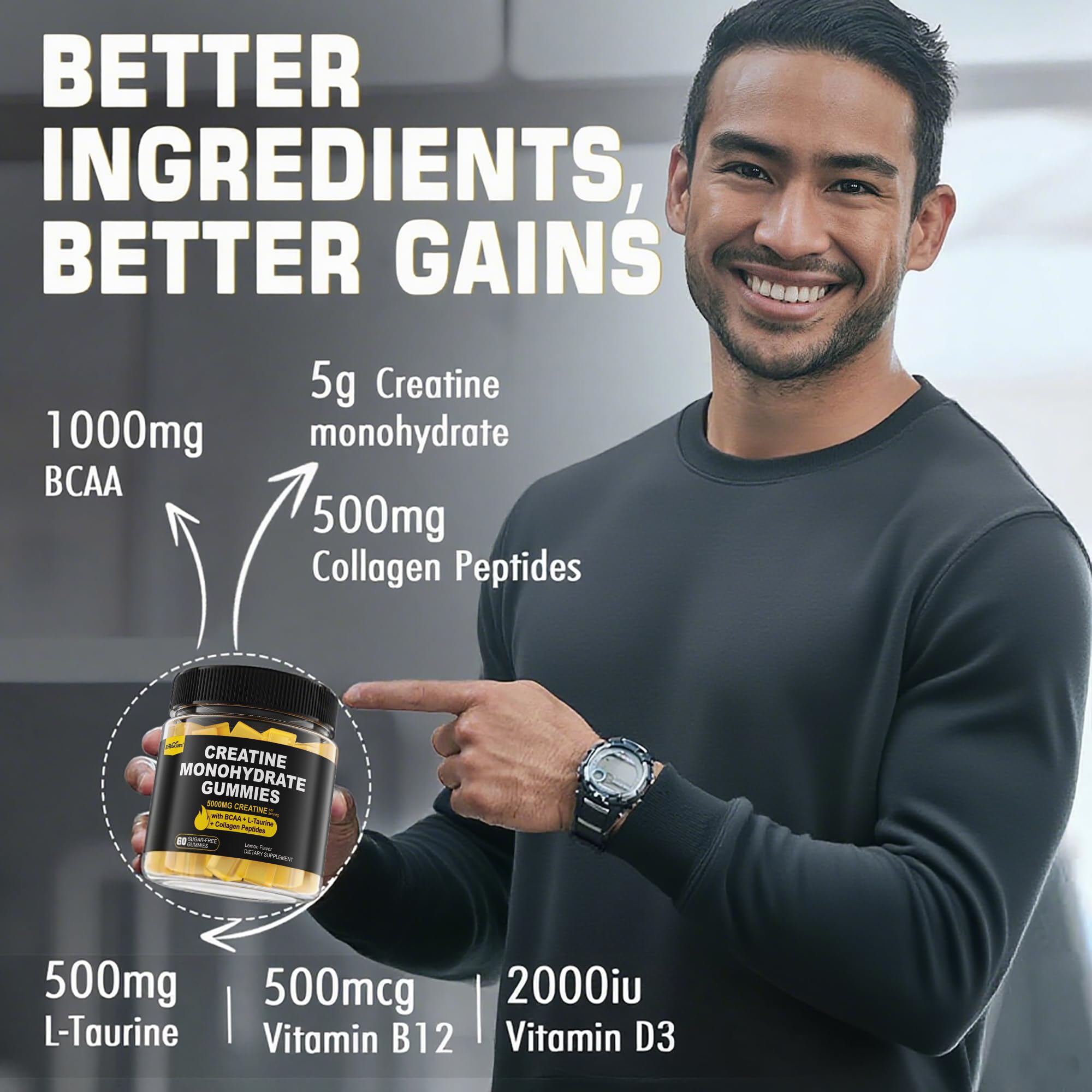 EnvyCure lemon gummies label highlights B12 and D3 vitamins.