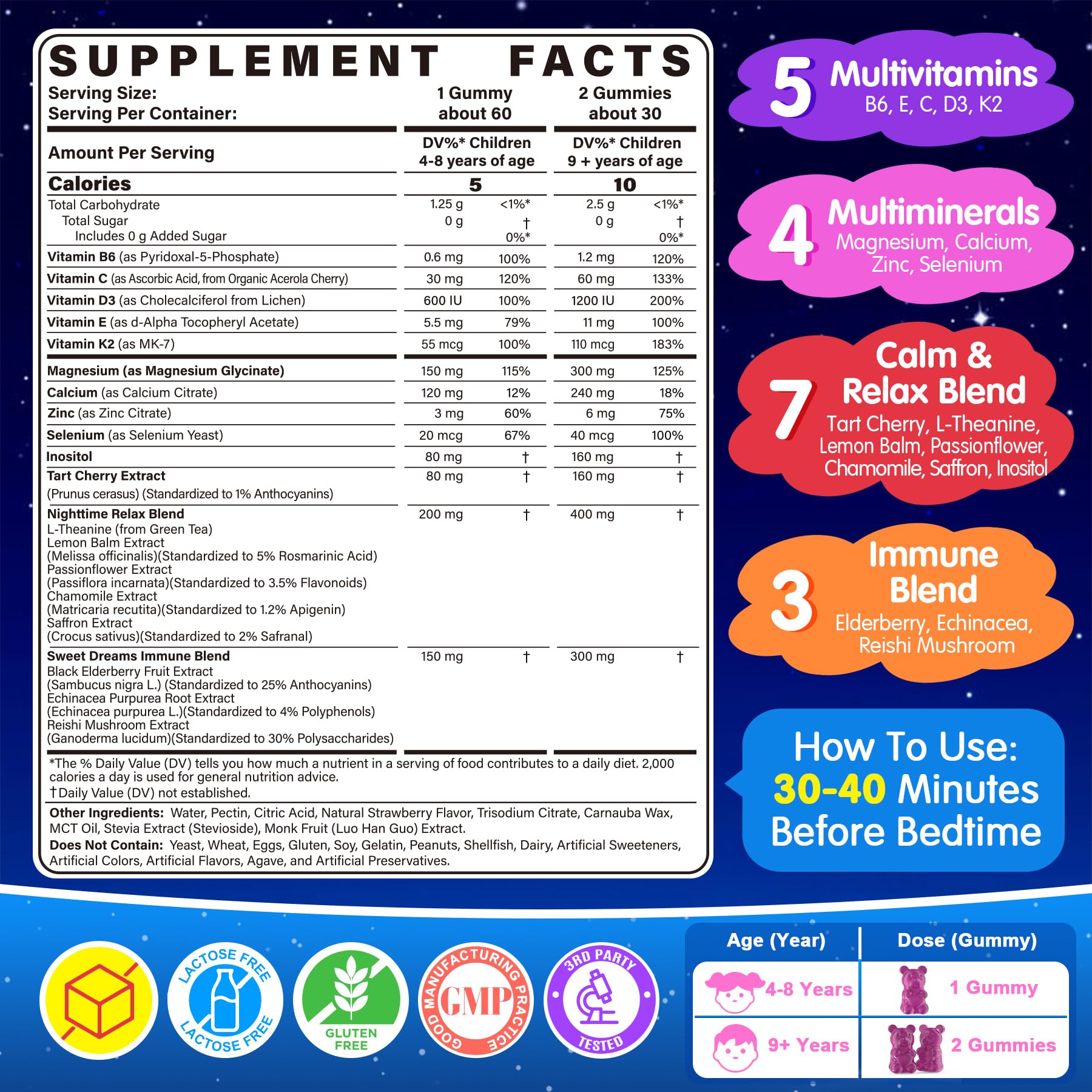 EnvyCure Kids gummies closeup highlighting strawberry flavor and gentle sleep support.