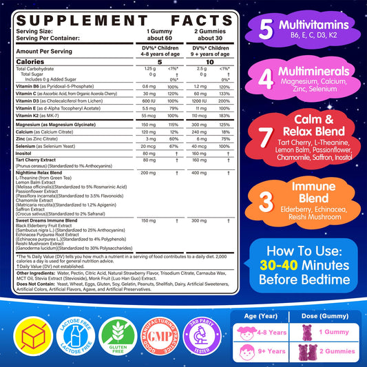 EnvyCure Kids gummies closeup highlighting strawberry flavor and gentle sleep support.