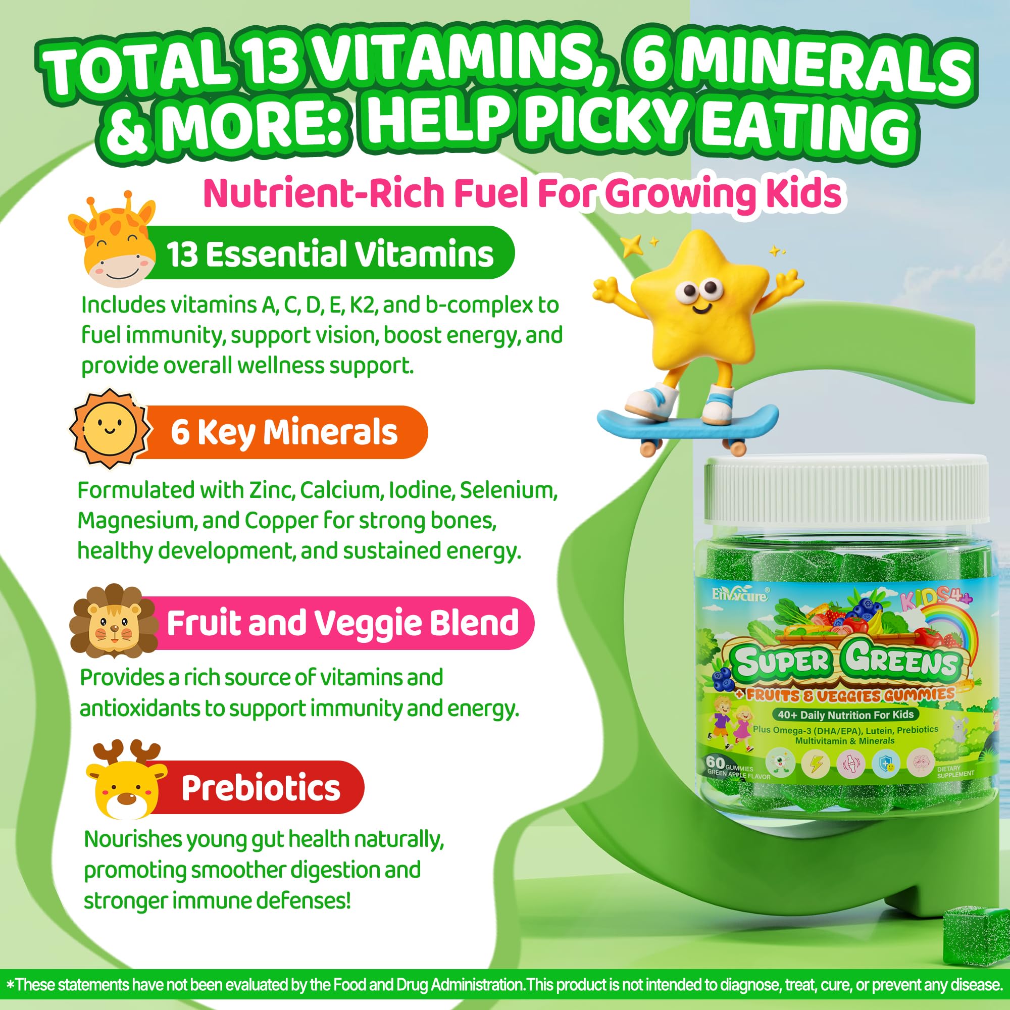 Two-pack packaging of EnvyCure Kids Super Greens for family use.