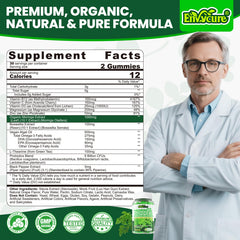 EnvyCure moringa gummies with algae omega-3 showing heart and brain support